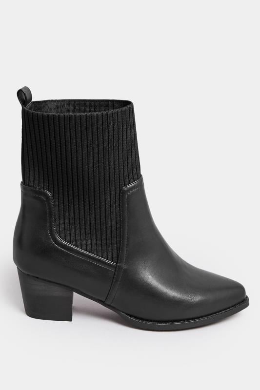 Evans Yours Black Sock Top Line Western Boots In EEE Fit