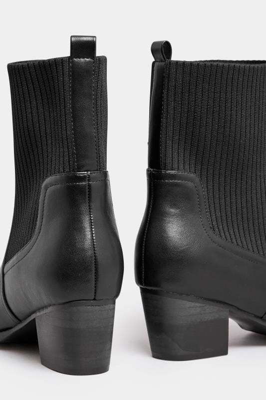Evans Yours Black Sock Top Line Western Boots In EEE Fit