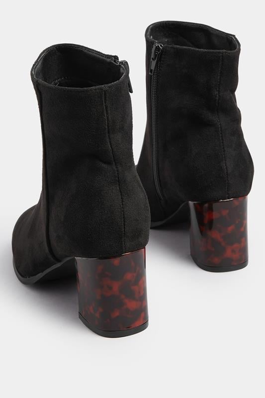 Evans Yours Black Tortoiseshell Block Heel Boots In Extra Wide EEE Fit