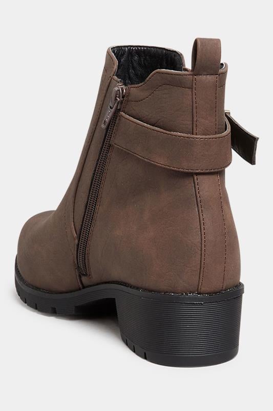 Evans Yours Brown Faux Leather Buckle Ankle Boots In Wide E Fit & Extra Wide EEE Fit