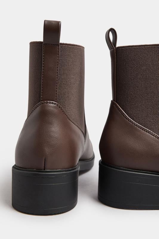 Evans Yours Brown Faux Leather Elasticated Chelsea Boots In Wide E Fit & Extra Wide EEE Fit