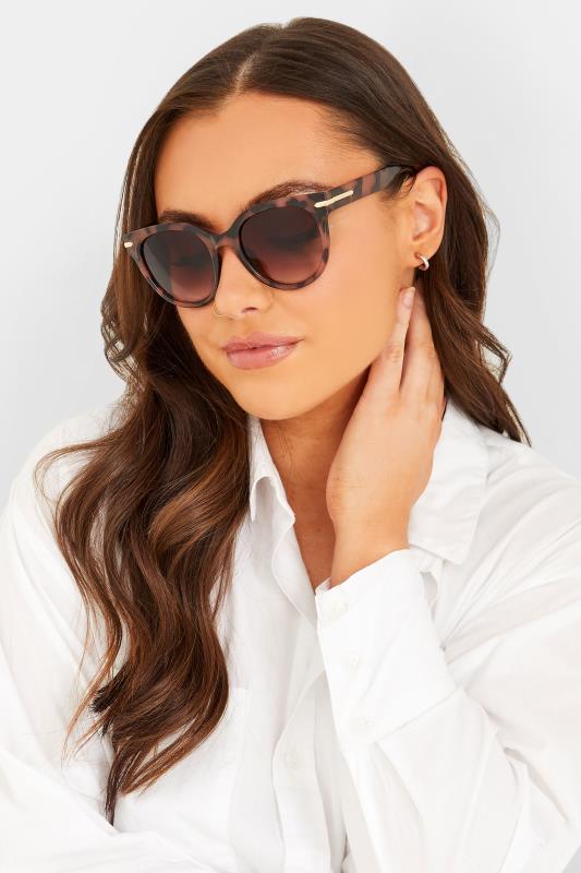 Evans Yours Brown Tortoiseshell Oversized Gold Detail Sunglasses