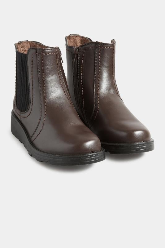 Evans Yours Brown Wedge Chelsea Boots In Wide E Fit & Extra Wide EEE Fit