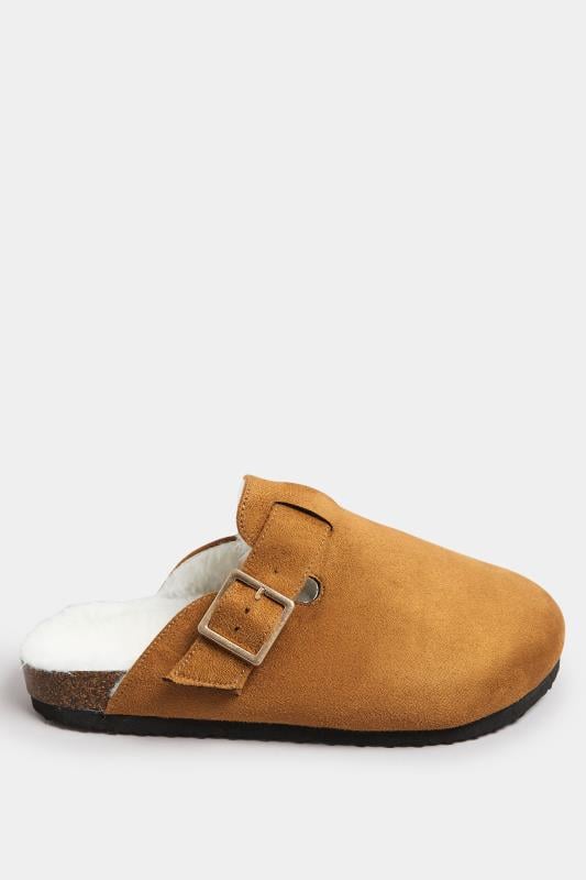 Evans Yours Chestnut Brown Faux Fur Lined Clogs In Extra Wide EEE Fit