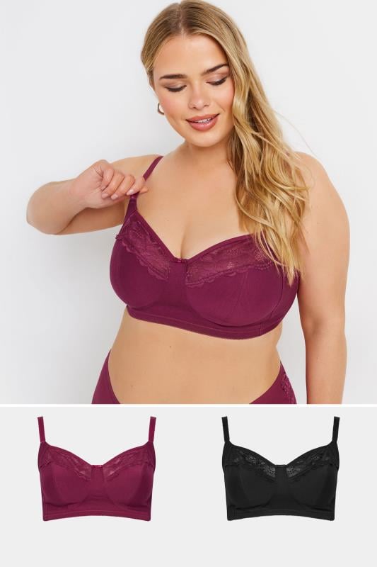 evans YOURS Curve 2 PACK Red & Black Non-Padded Non-Wired Bras