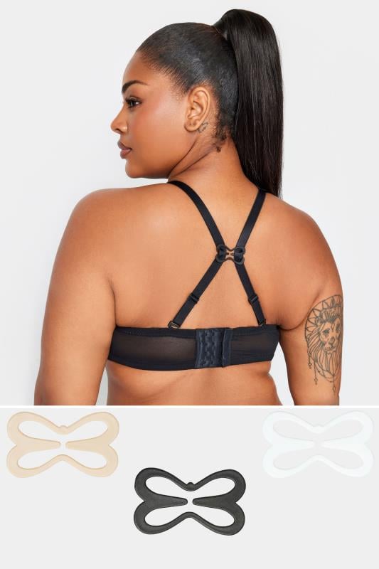 evans YOURS Curve 3 PACK White & Black Bra Converters