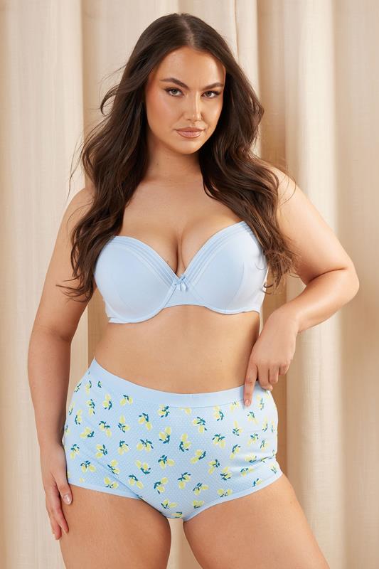 Evans YOURS Curve 5 PACK Blue & Grey Lemon Print Shorts