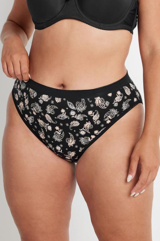 Evans YOURS Curve 5 PACK Natural Brown Paisley Print Briefs