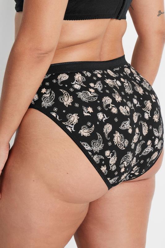 Evans YOURS Curve 5 PACK Natural Brown Paisley Print Briefs