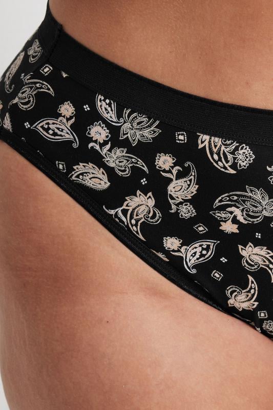 Evans YOURS Curve 5 PACK Natural Brown Paisley Print Briefs
