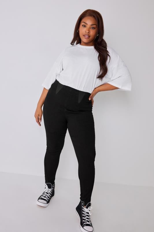 Evans YOURS Curve Bestseller Black Elasticated Insert Shaper Stretch Jeggings