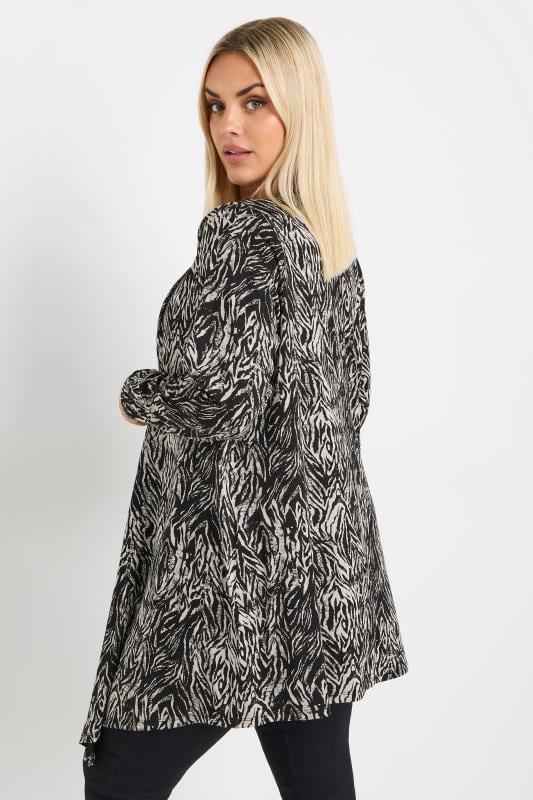 Evans YOURS Curve Black Abstract Print Waterfall Cardigan