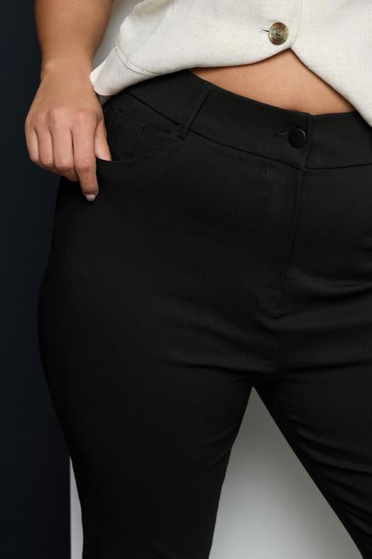 Evans YOURS Curve Black Bengaline Slim Leg Stretch Trousers