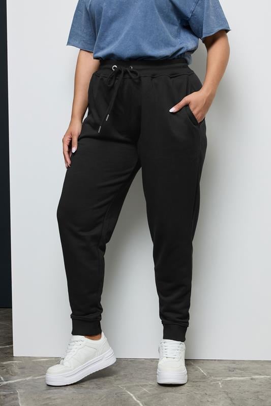 Evans YOURS Curve Black Elasticated Stretch Joggers