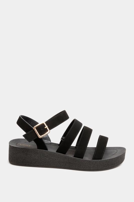 Evans Yours Curve Black Multi Strap Sporty Platform Sandals In Extra Wide EEE Fit