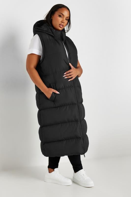Evans YOURS Curve Black Padded 2-in-1 Puffer Coat & Gilet