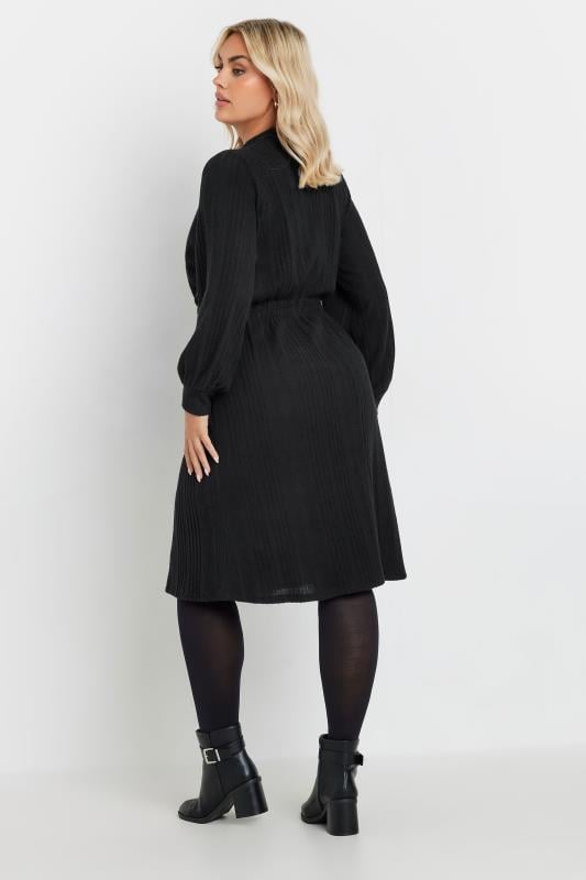 Evans YOURS Curve Black Ribbed High Neck Midi Dress