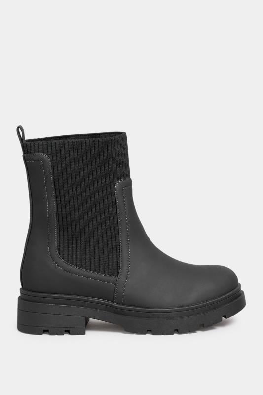 Evans YOURS Curve Black Sock Chelsea Boots In Wide E Fit & Extra Wide EEE Fit
