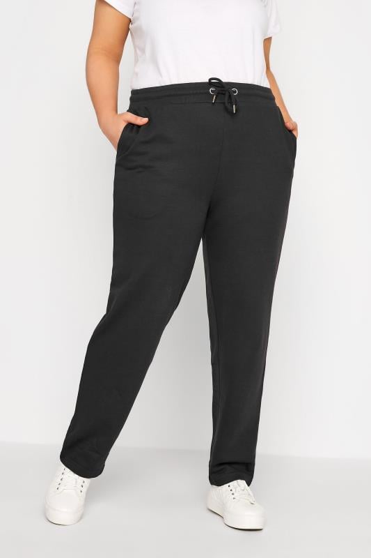evans YOURS Curve Black Straight Leg Stretch Joggers