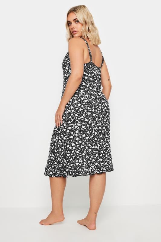 Evans YOURS Curve Black & White Heart Print Chemise Nightdress