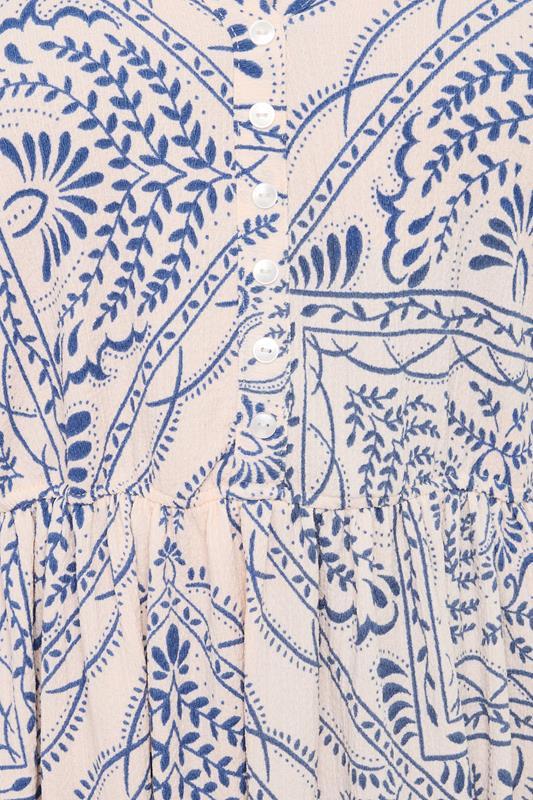 Evans YOURS Curve Blue Paisley Print Textured V-Neck Dress