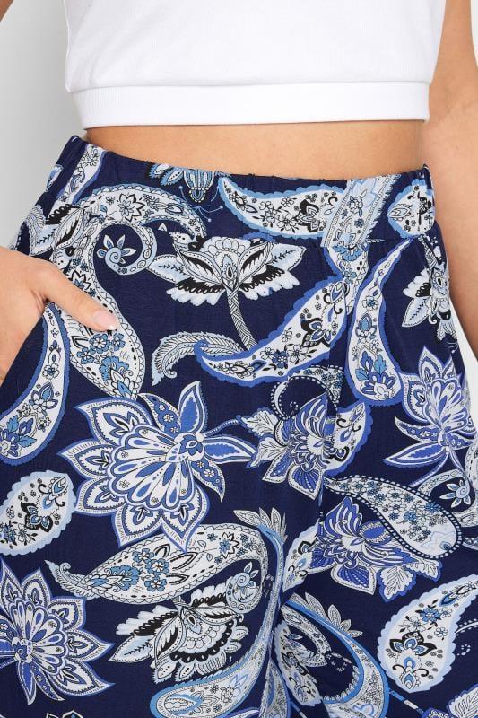 Evans YOURS Curve Blue Paisley Print Wide Leg Trouser