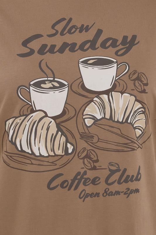 Evans YOURS Curve Brown 'Coffee Club' Wide Leg Pyjama Set