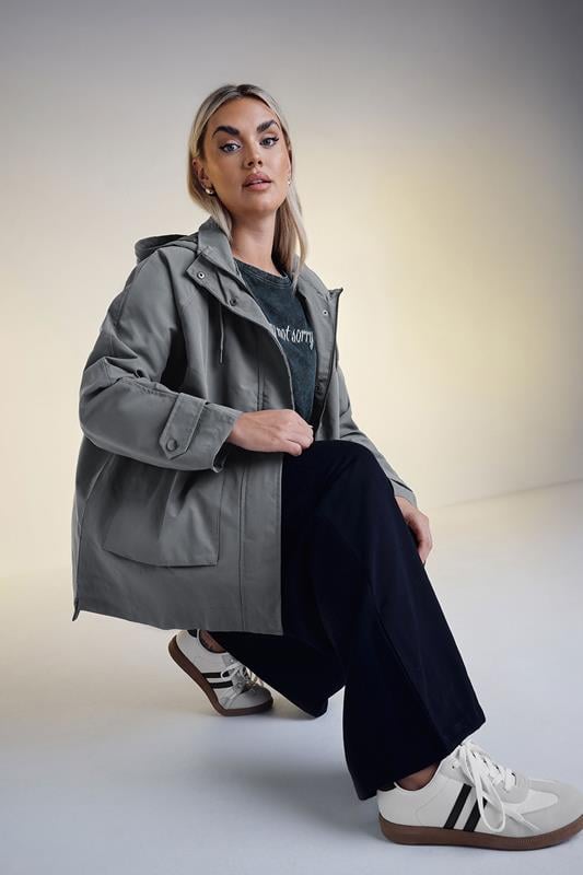 evans YOURS Curve Charcoal Grey Raglan Lightweight Jacket