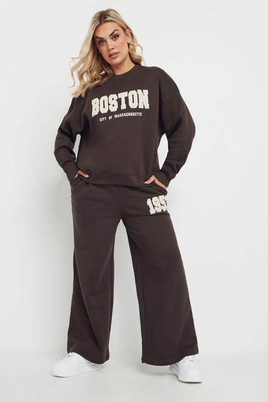 Evans YOURS Curve Chocolate Brown 'Boston' Sweatshirt