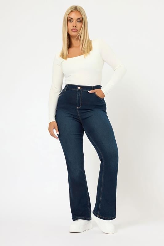 Evans YOURS Curve Dark Indigo Blue Bootcut Stretch ISLA Jeans