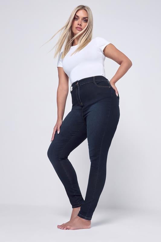 evans YOURS Curve Dark Indigo Blue Skinny Stretch AVA Jeans