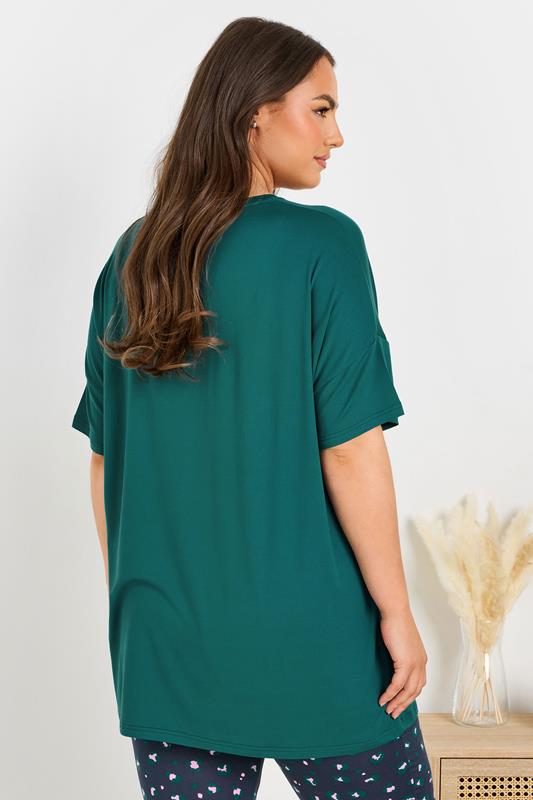 Evans YOURS Curve Green 'Long Live The Weekend' Soft Touch Pyjama Top
