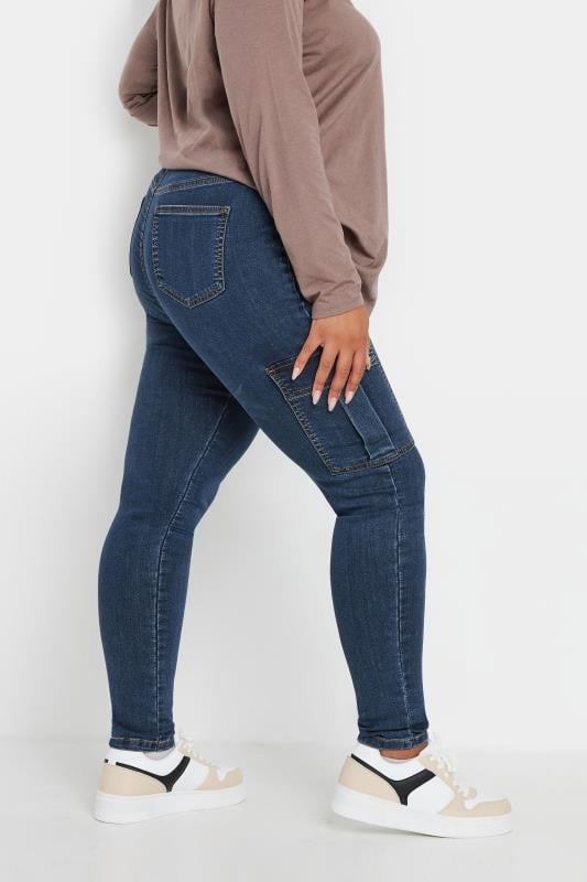 Evans YOURS Curve Indigo Blue Cargo Pocket Jeggings