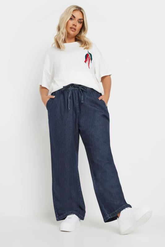 Evans YOURS Curve Indigo Blue Tie Detail Denim Jeans