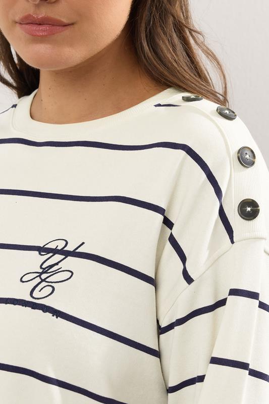Evans YOURS Curve Ivory White Stripe 'London' Slogan Sweatshirt