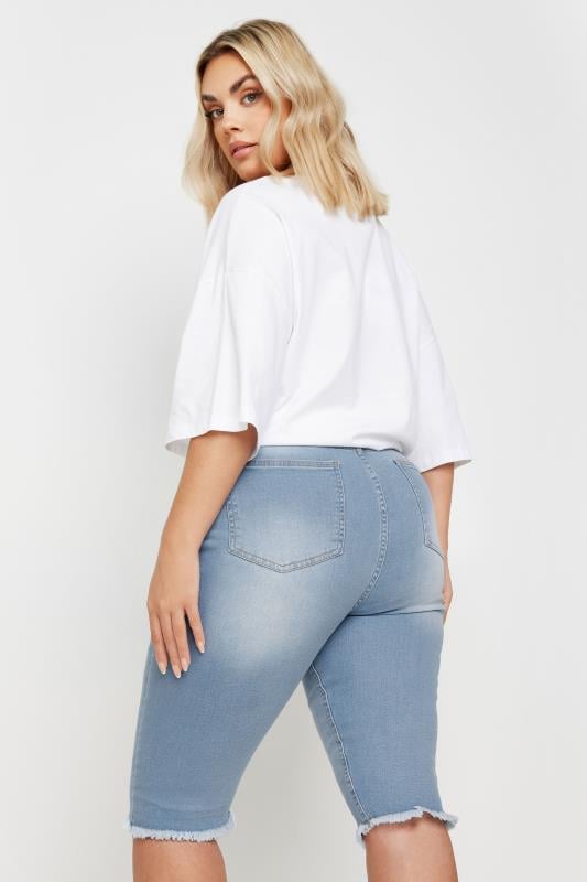 Evans YOURS Curve Light Blue Denim Stretch AVA Cycling Shorts