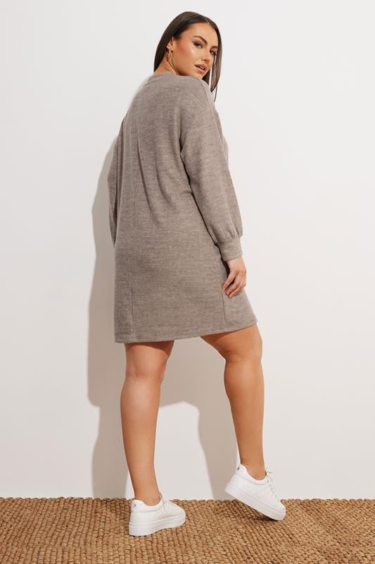 Evans YOURS Curve Mocha Brown Soft Touch Jumper Dress