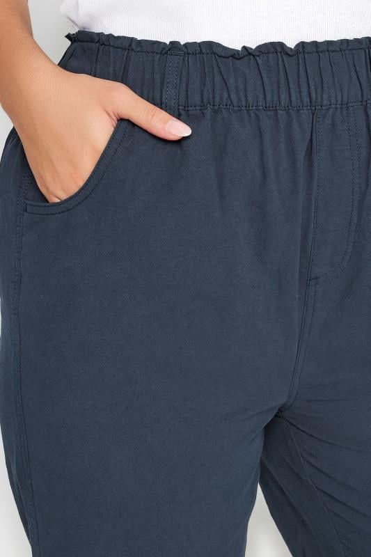 Evans YOURS Curve Navy Blue Cool Cotton Cropped Trousers