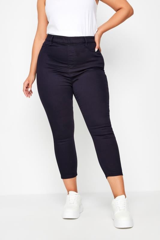 Evans YOURS Curve Navy Blue Cropped Stretch GRACE Jeggings
