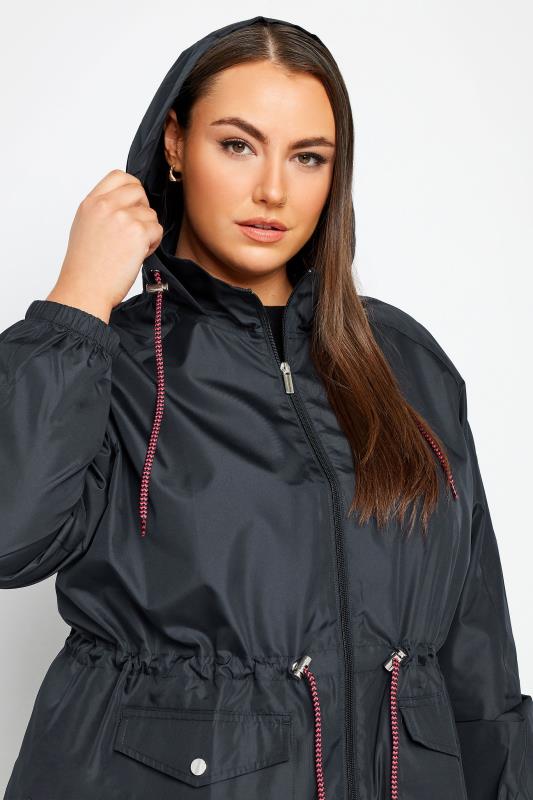 Evans YOURS Curve Navy Blue Drawstring Lightweight Parka Jacket