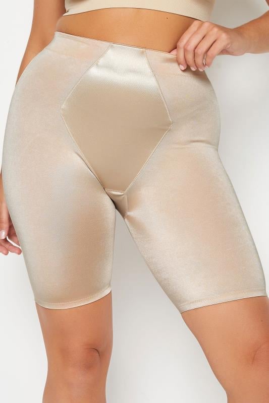 Evans YOURS Curve Nude Satin Control High Waisted Shorts