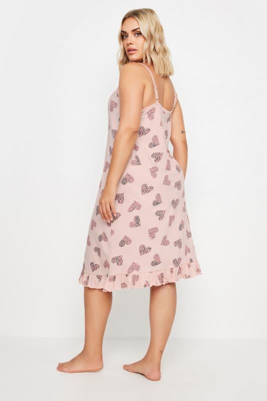 Evans YOURS Curve Pink Heart Print Chemise Nightdress