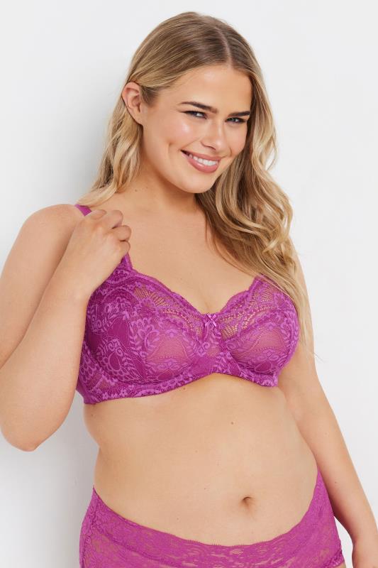Evans YOURS Curve Pink Lace Non-Padded Underwired Bra