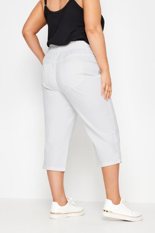 Evans YOURS Curve White Cool Cotton Cropped Trousers