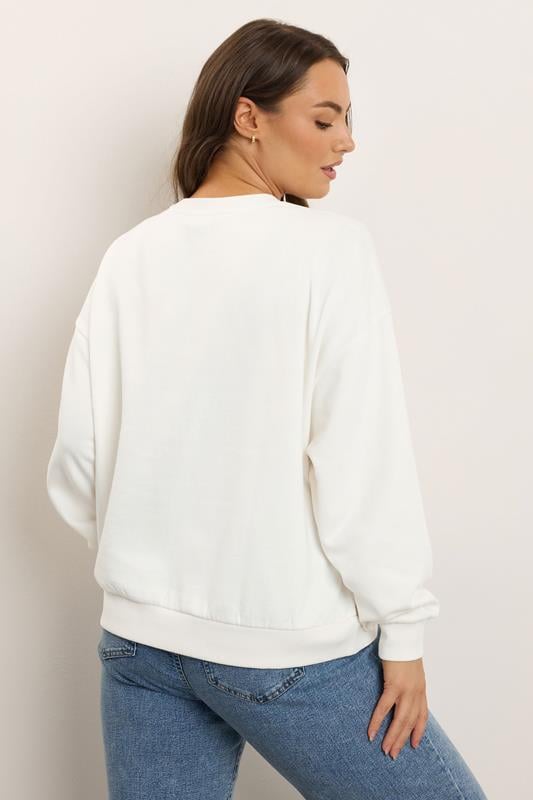 Evans YOURS Curve White Leopard Foil Bow Sweatshirt