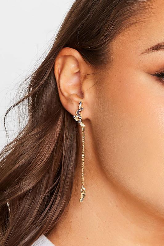 evans Yours Gold Diamante Star Cluster Drop Earrings