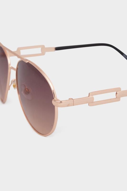 Evans Yours Gold Tone Rectangle Arm Aviator Sunglasses