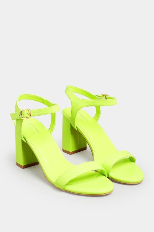 Evans YOURS Lime Green Block Heel Sandal In Wide E Fit & Extra Wide Fit