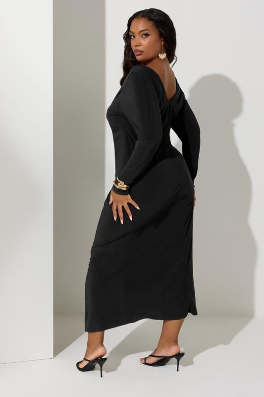 Evans YOURS LONDON Curve Black Knot Front Maxi Dress