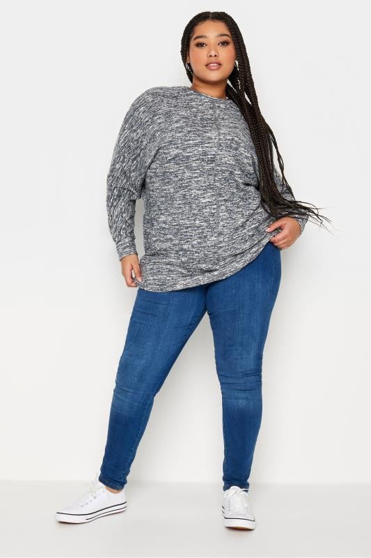 Evans YOURS LUXURY Curve Grey Front Seam Detail Jumper